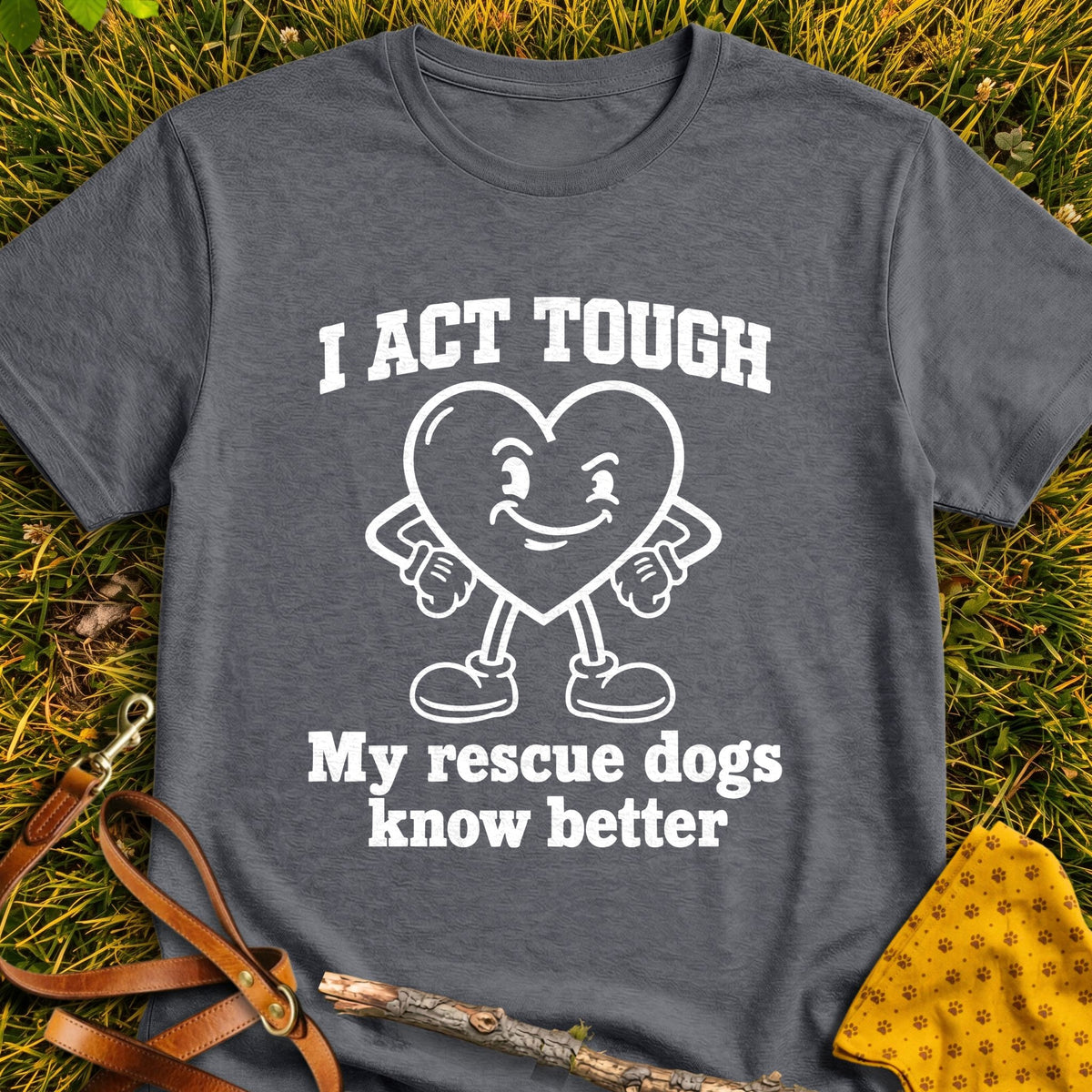 Tough Heart T-shirt in Dark Heather - Furever Mode rescue dog tee