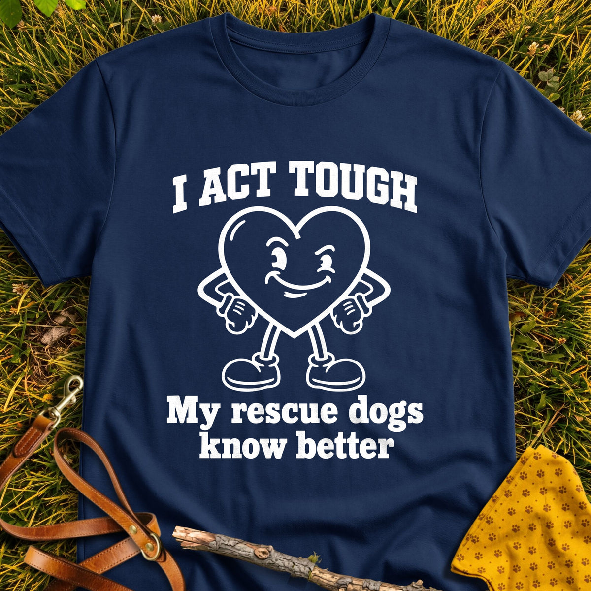 Tough Heart T-shirt in Navy - Furever Mode rescue dog tee