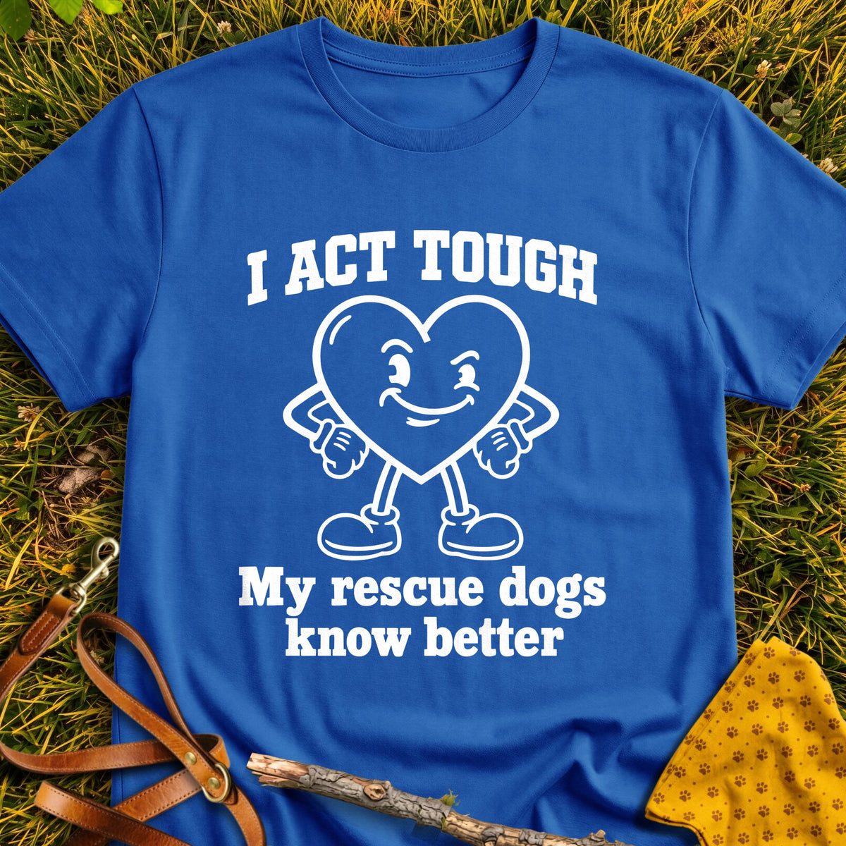 Tough Heart T-shirt in Royal - Furever Mode rescue dog tee