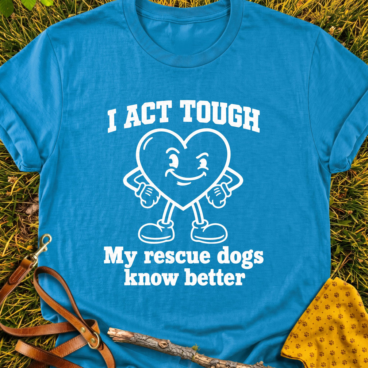 Tough Heart T-shirt in Sapphire - Furever Mode rescue dog tee