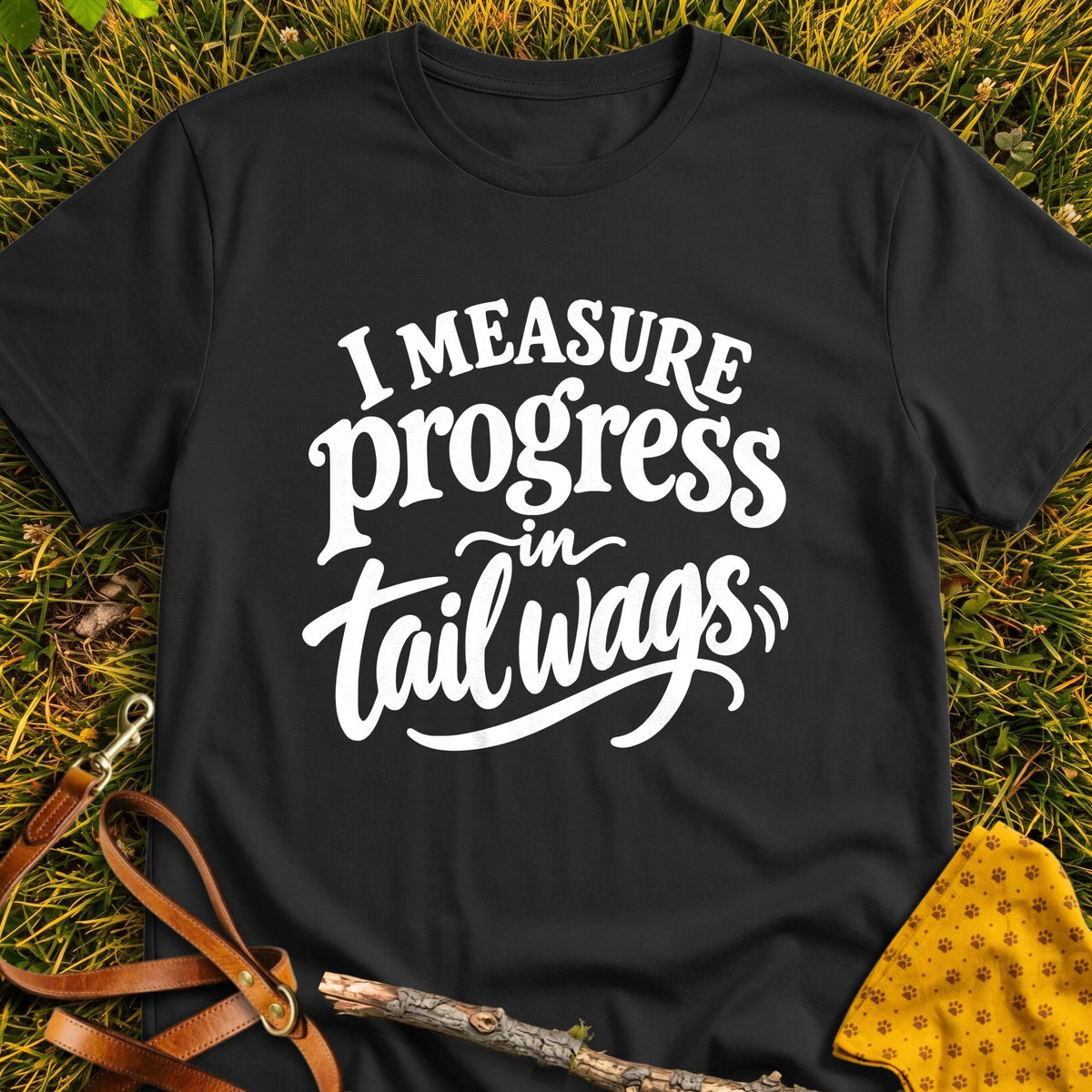 Wag Progress Refined T-shirt in Black - Furever Mode rescue dog tee