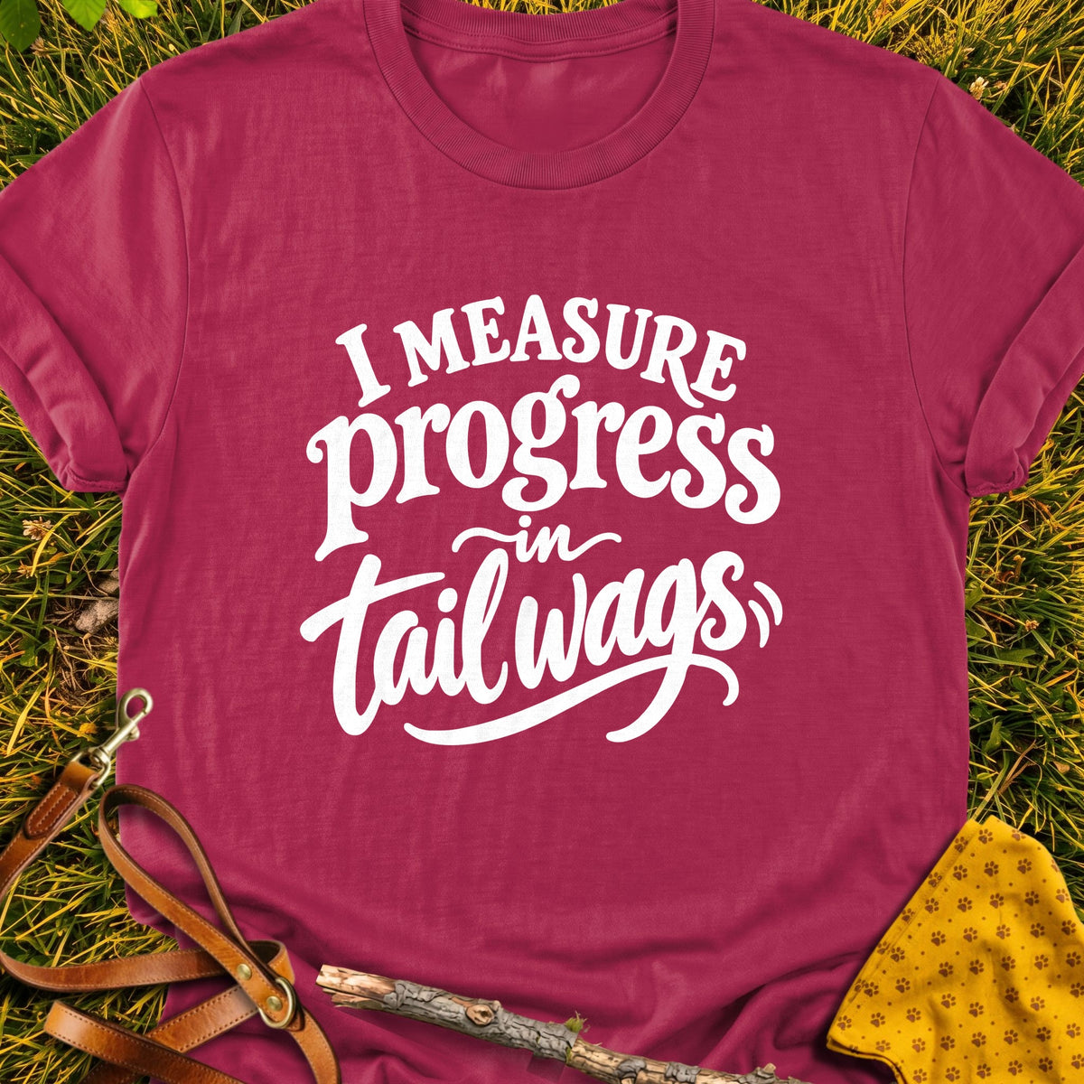 Wag Progress Refined T-shirt in Cardinal Red - Furever Mode rescue dog tee