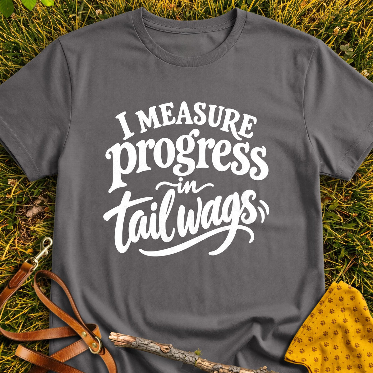 Wag Progress Refined T-shirt in Charcoal - Furever Mode rescue dog tee