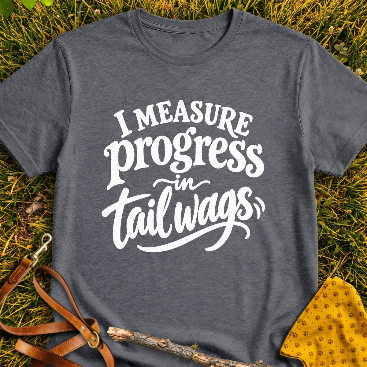 Wag Progress Refined T-shirt in Dark Heather - Furever Mode rescue dog tee