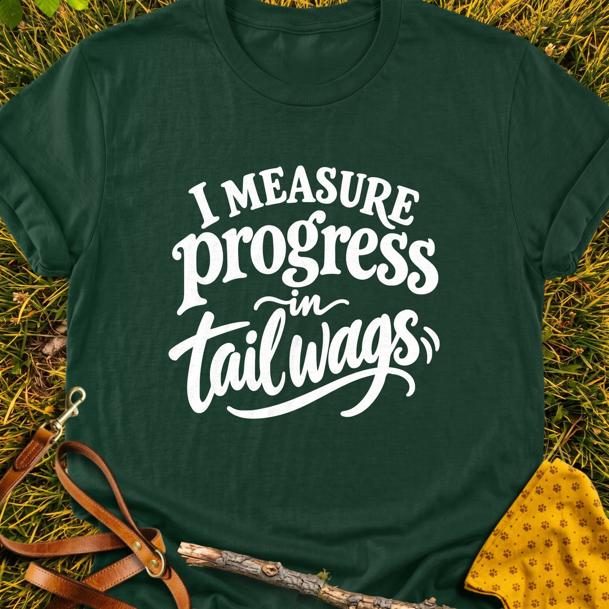 Wag Progress Refined T-shirt in Forest Green - Furever Mode rescue dog tee