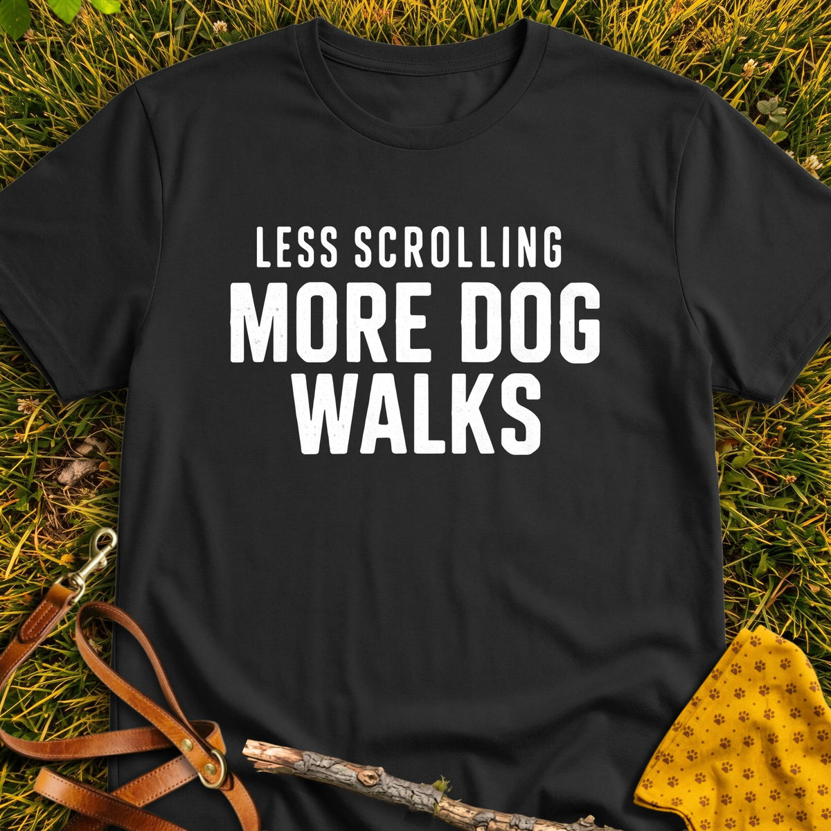 Walk More T-shirt in Black - Furever Mode rescue dog tee