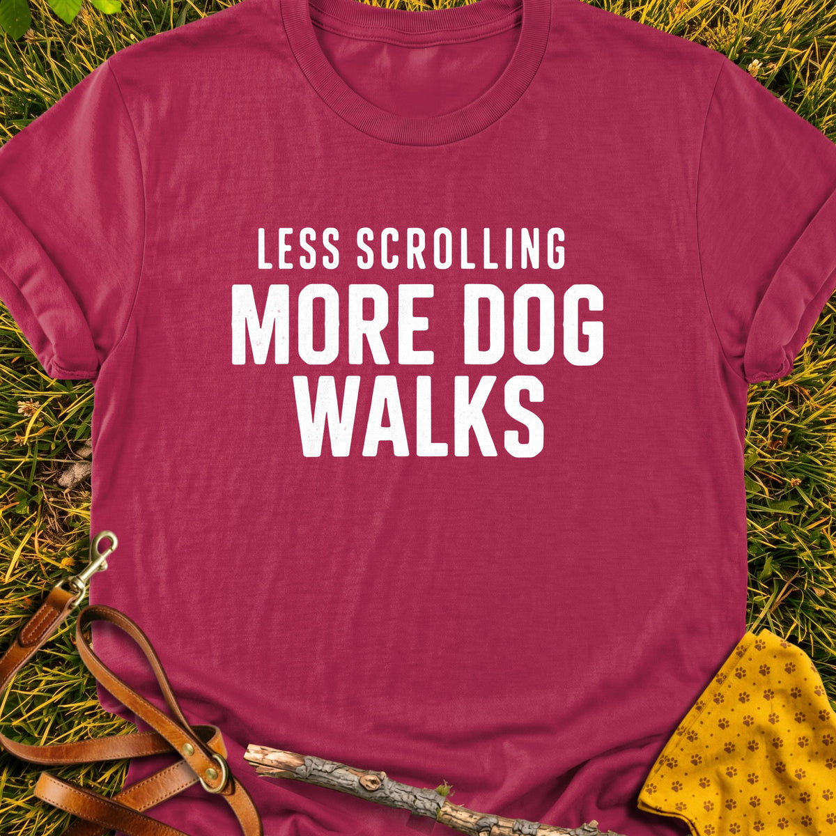 Walk More T-shirt in Cardinal Red - Furever Mode rescue dog tee