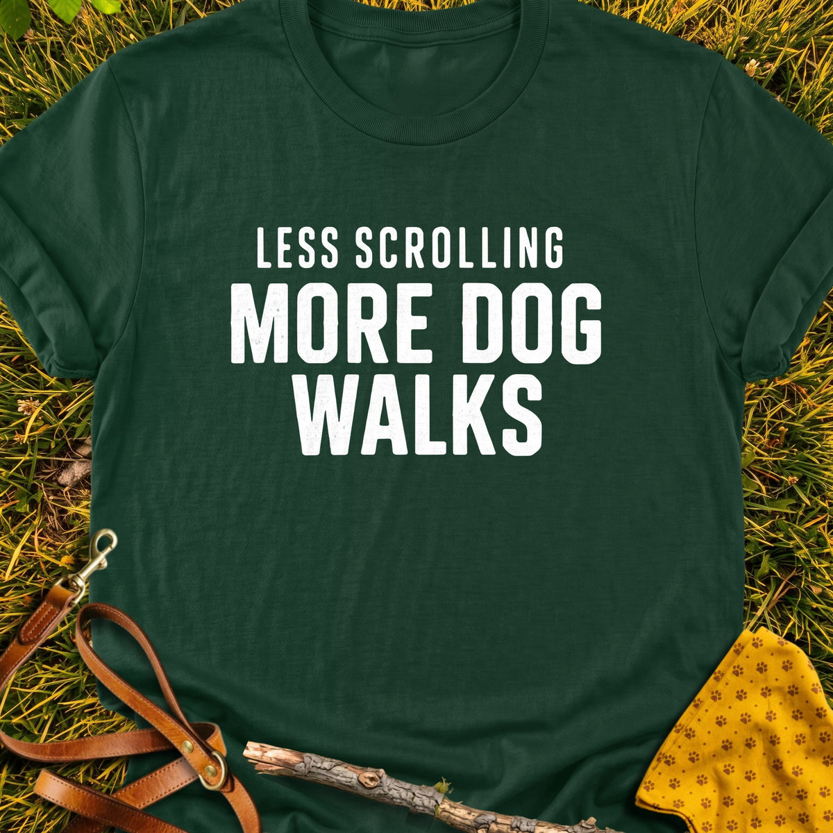 Walk More T-shirt in Forest Green - Furever Mode rescue dog tee