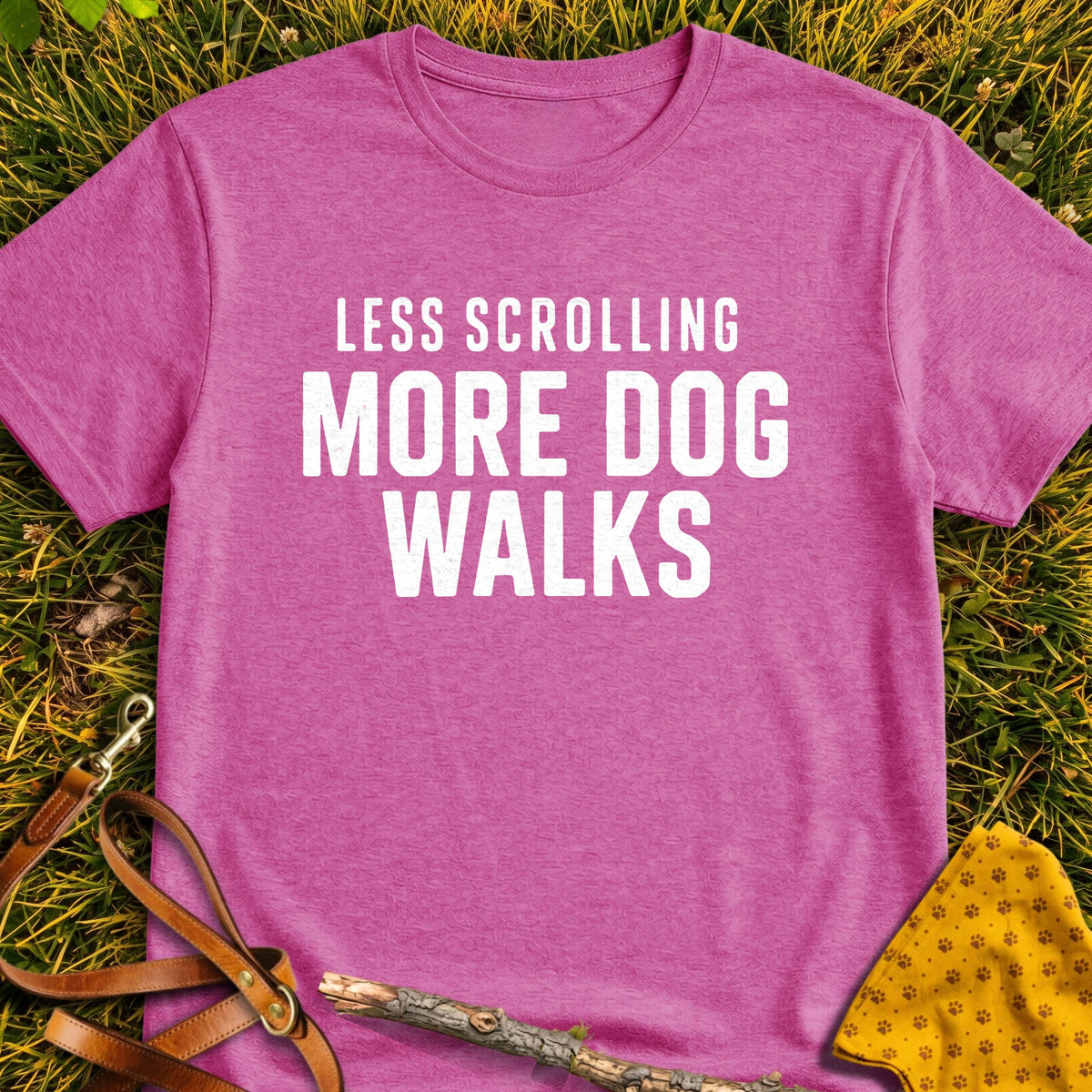 Walk More T-shirt in Heather Berry - Furever Mode rescue dog tee