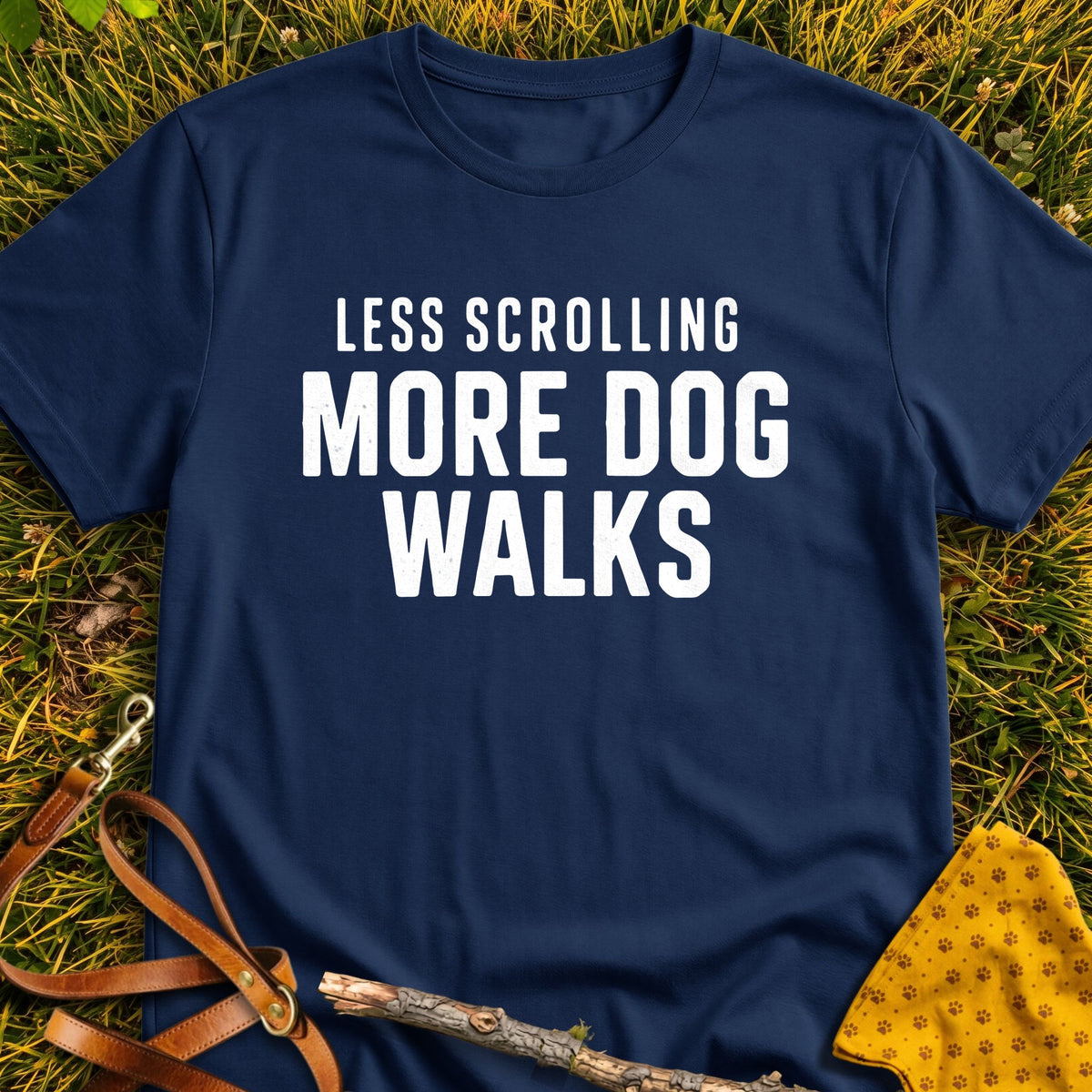 Walk More T-shirt in Navy - Furever Mode rescue dog tee